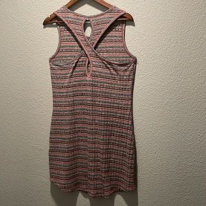 Market & Spruce Petite Large Striped Keyhole Back Dress